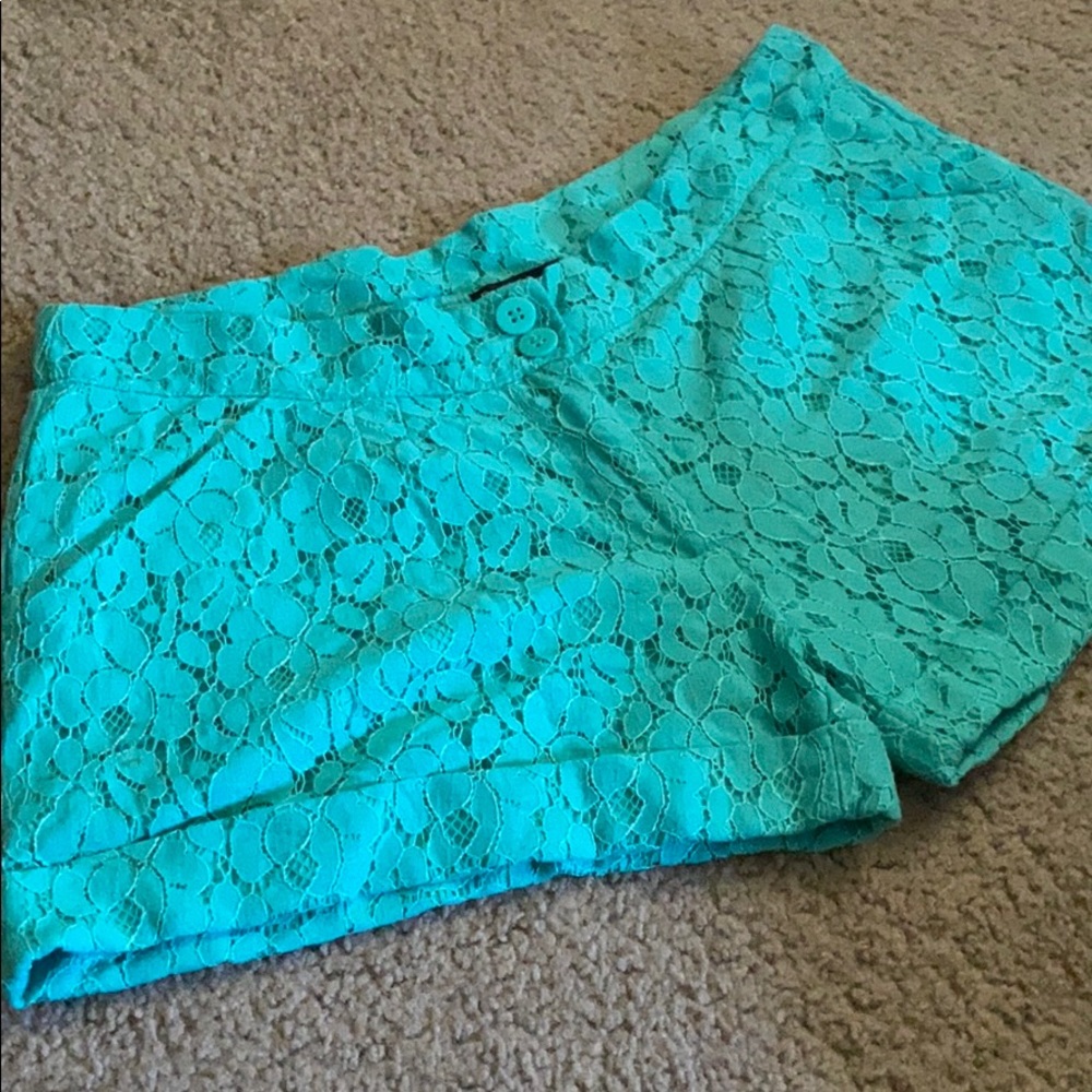 Floral Lace Teal Shorts